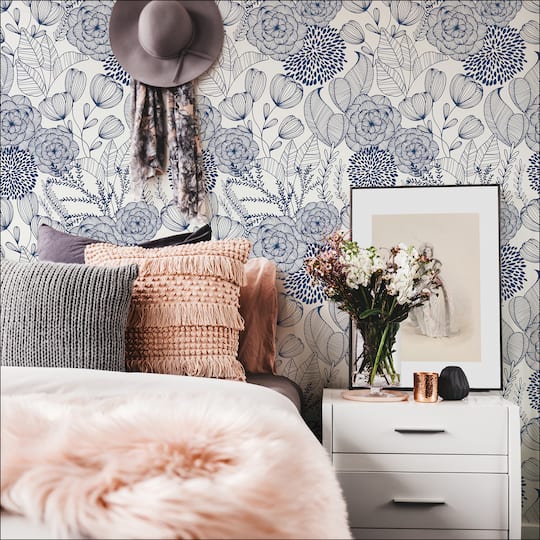 NuWallpaper Navy Secret Garden Peel & Stick Wallpaper